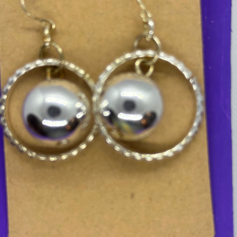 🦋Silver Ball within a Silver loop just dangling